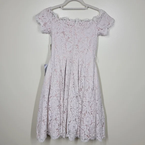 NWT Eliza J off shoulder lace fit and flare white dress size 2 - Picture 3 of 11